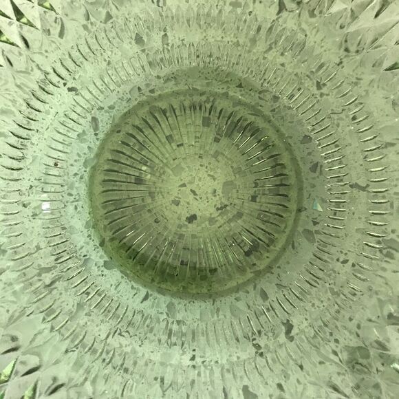 Indiana Glass Green Diamond Point Ruffled Bowl Vintage 5.5” - Picture 2 of 3